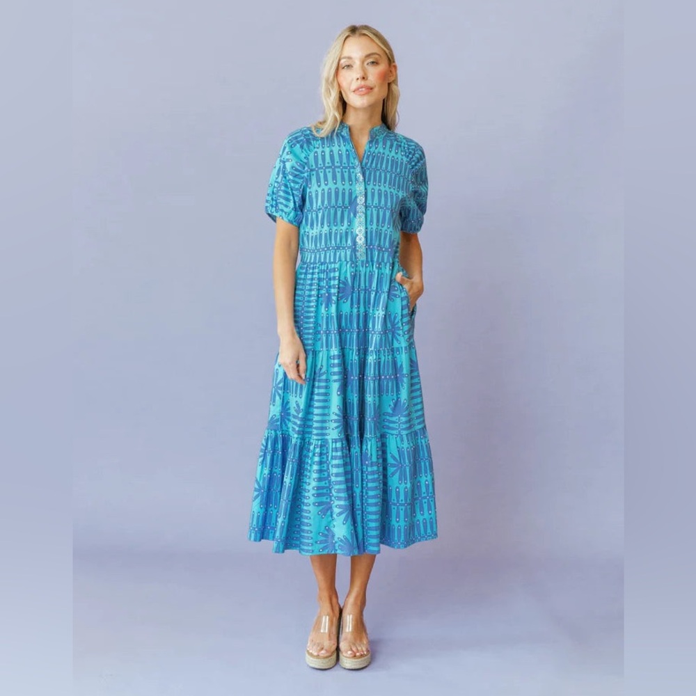 Sheridan French Kimbell dress, Cerulean Botanical, size small